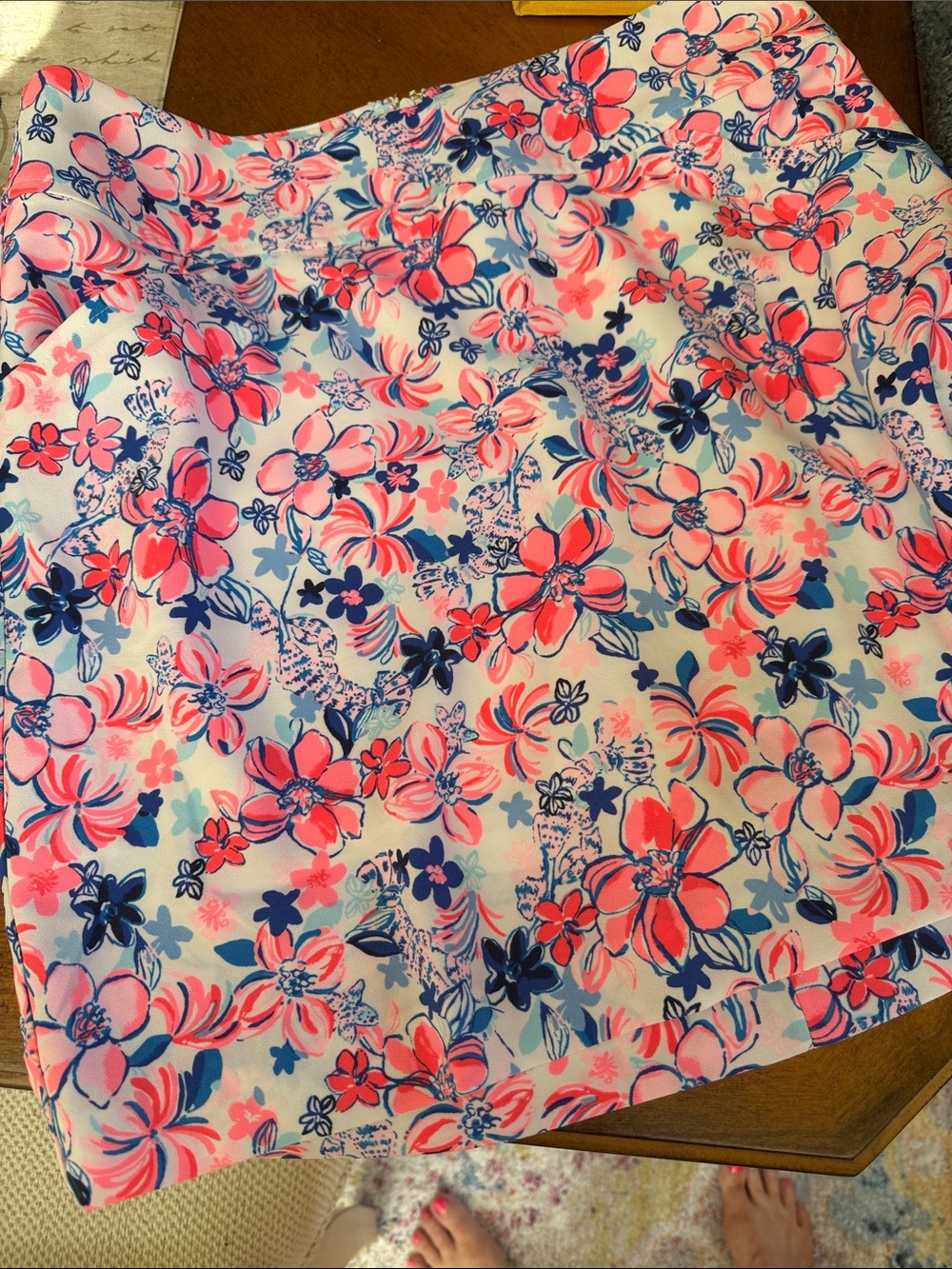 Lilly Pulitzer Floral Mini Skirt in Pink, Navy & White